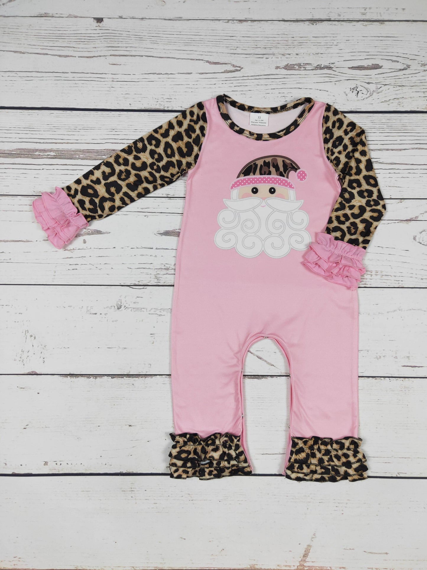 Baby Cheetah Santa Christmas Romper: