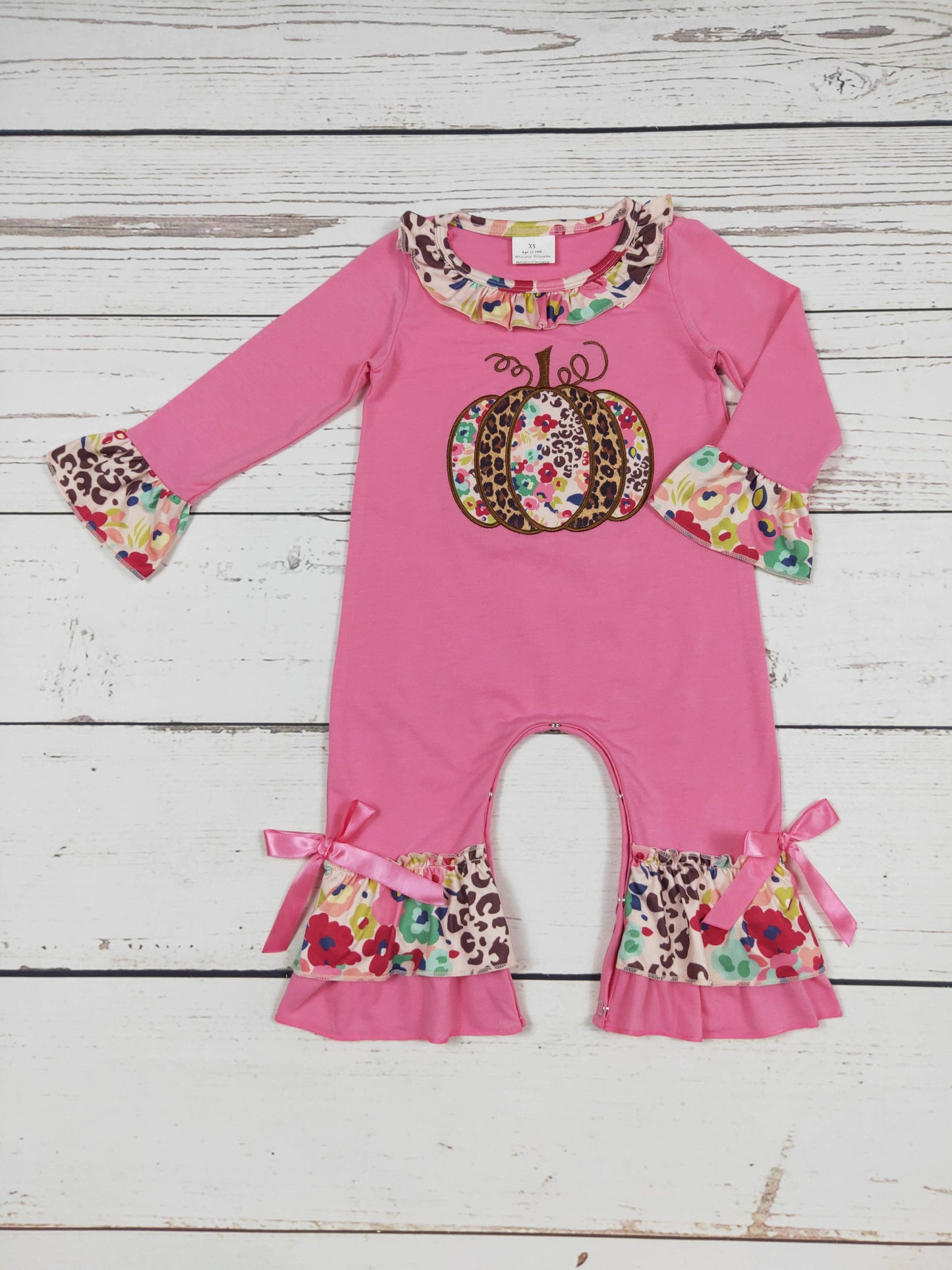 Pink Pumpkin Appliqué Romper:
