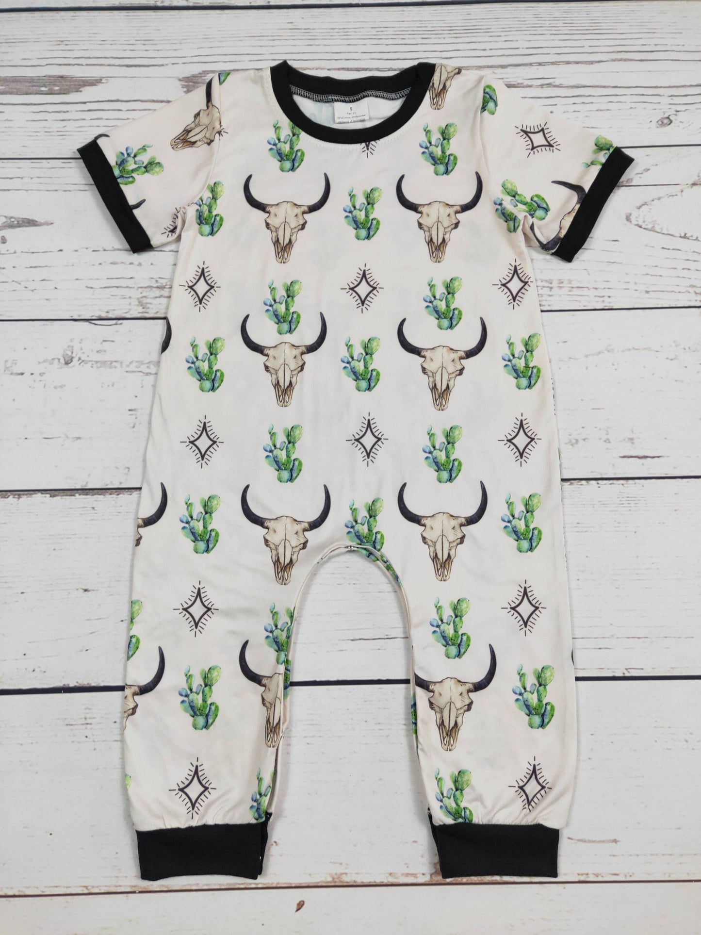 Baby Boys Cows Cactus Printed Romper: 0-3M