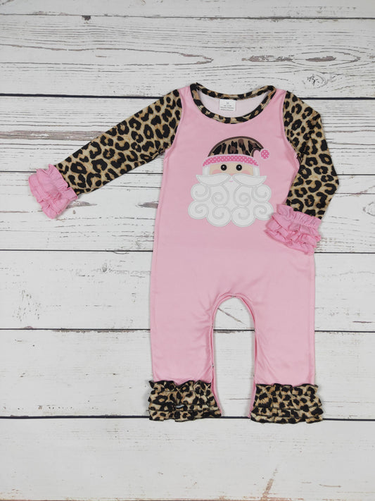 Baby Cheetah Santa Christmas Romper:
