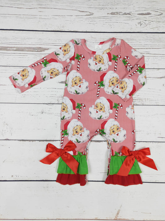 Baby Stripe Santa Printed romper: