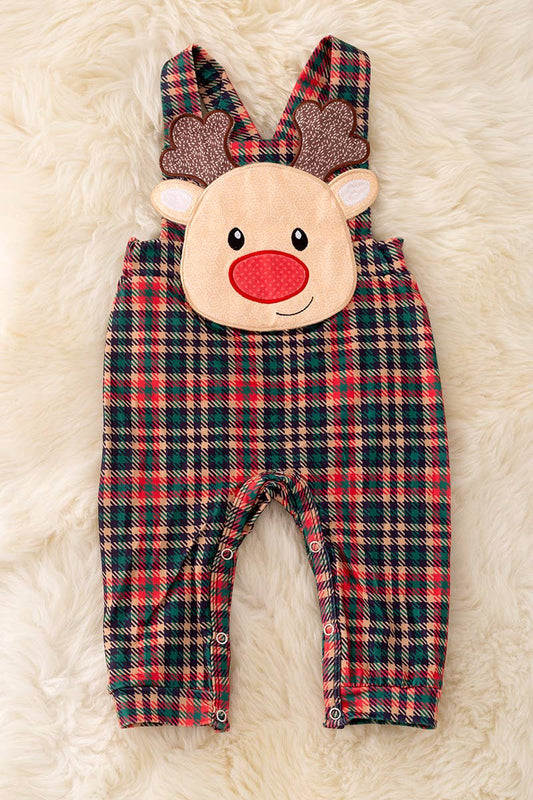 Red nose reindeer applique baby romper : 3M