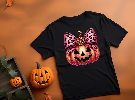 Pink Bow Pumpkin Tee