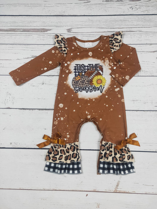 Tis The Season Football Print Romper: