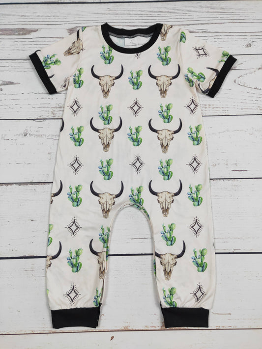 Baby Boys Cows Cactus Printed Romper: 0-3M