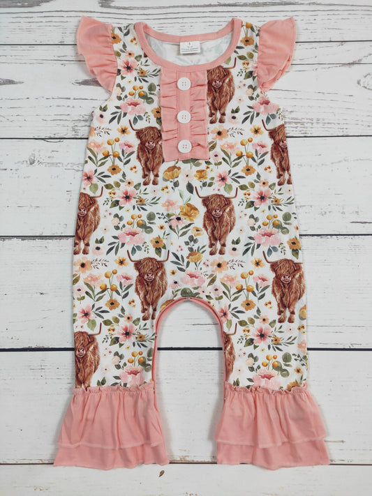 Baby Girls Flower Cows Romper: